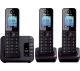 PANASONIC KX-TG8183EB Cordless Phone with Answering Machine - Triple Handsets, Black